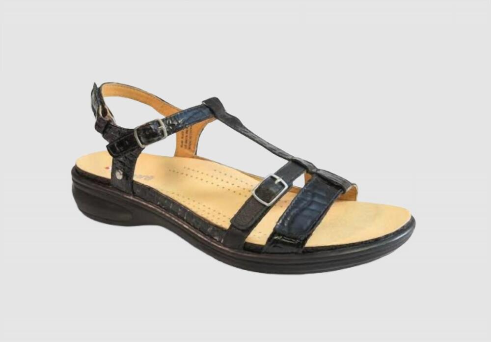 NEW REVERE women's milan sandal in black lizard